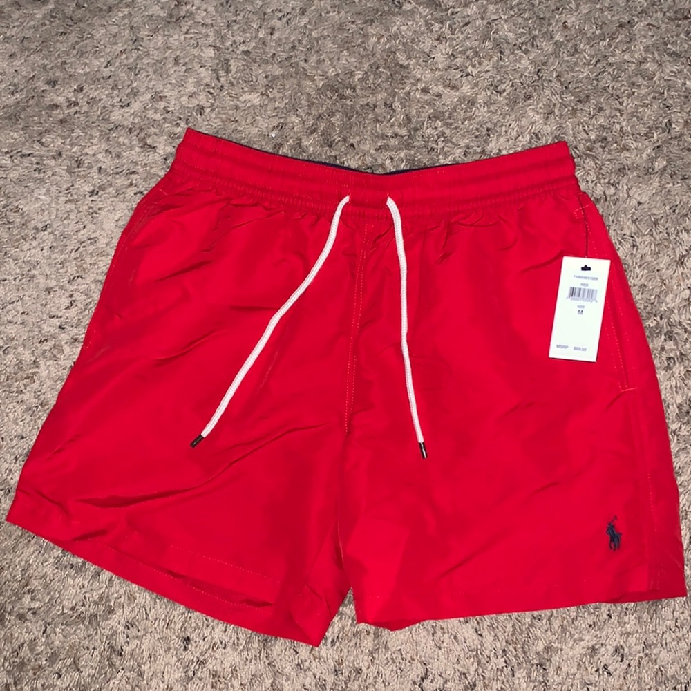 Red Polo swimming trunks